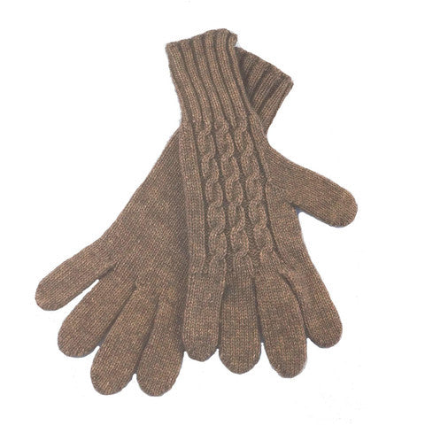 American Bison - Ladies Cabled Gloves/ M - Bison/Silk blend