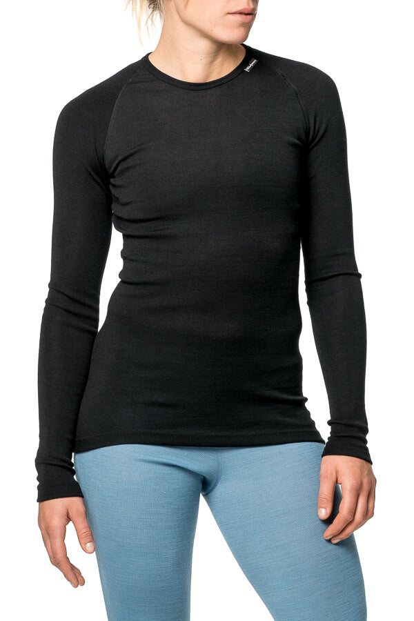 Woolpower -LITE Crewneck Long Sleeve -  Black